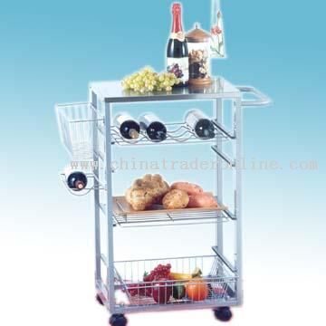 All-Metal Serving Cart with Built-In Wine Rack from China